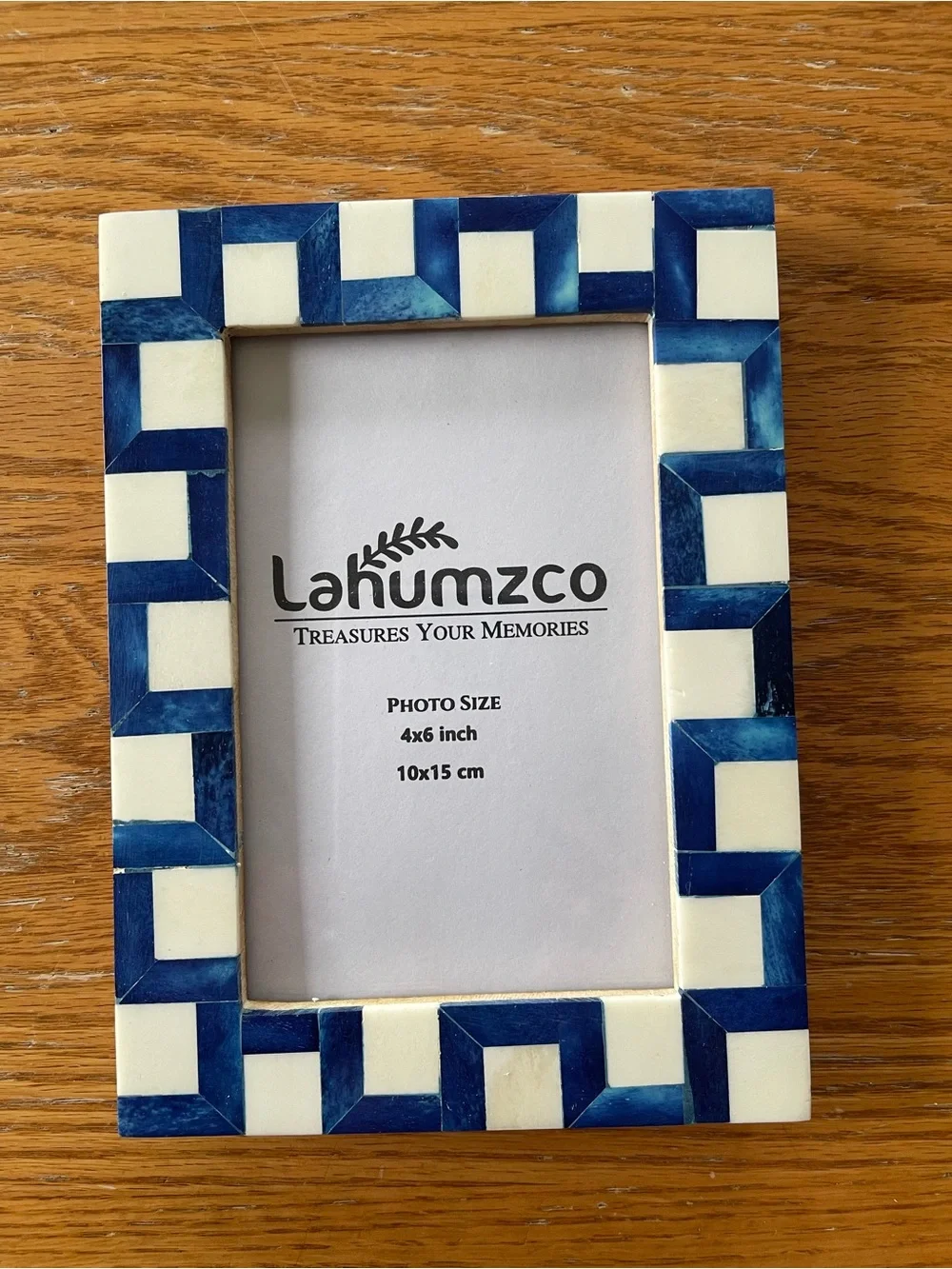 Blue and Cream Inlay Photo Frame 4x6 inches 🌼